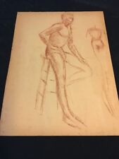 VINTAGE 1930s Chester Snowden Male NUDE FIGURE STUDY CHARCOAL DRAWING SKETCH