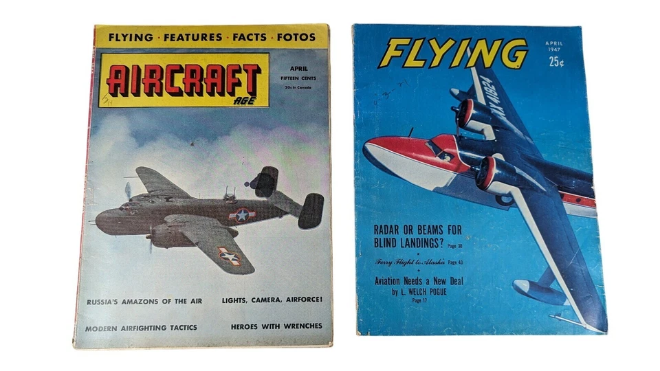 Flying Aircraft Age Aviation Magazines April 1947 Vintage Rare Lot Pilot Collect Foto 1 de 4