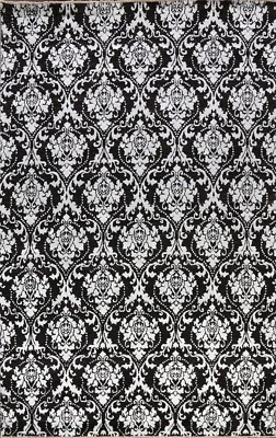 Alfombra moderna oriental damasco negra/plateada diseño Versace anudada a mano 7'x10' Foto 1 de 4