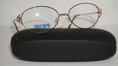 High Quality Vintage Eyeglasses Round Metal Gold Black 56 18 150 - Image 1 of 4