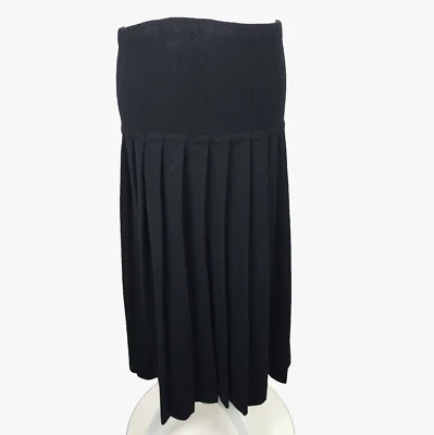 Falda Suéter Plisada Tejido Negro Adrienne Vittadini De Colección Años 80 Midi Lana de Cordero Foto 1 de 4