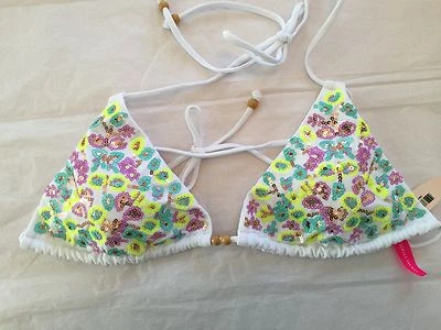  VICTORIA'S SECRET  BIKINI TOP ONLY TRIANGLE SEQUIN NWT BEAUTIFUL!!  - Image 1 of 3