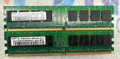 (2pcs) Samsung M378T6553BZ0-KCC 512MB 1Rx8 PC2-3200U-333-10-A1 Memory - Image 1 of 2