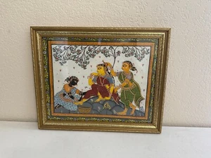 Vintage Indian / Hindu Painting of Woman Being Groomed / Pampered - Picture 1 of 12