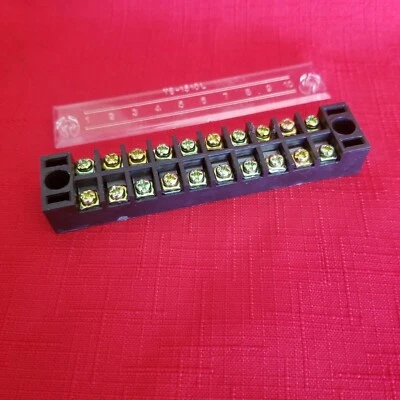 10 Position Dual Row Screws Terminal Block Electric Barrier Strip 600V 15 Amp - Image 1 of 2