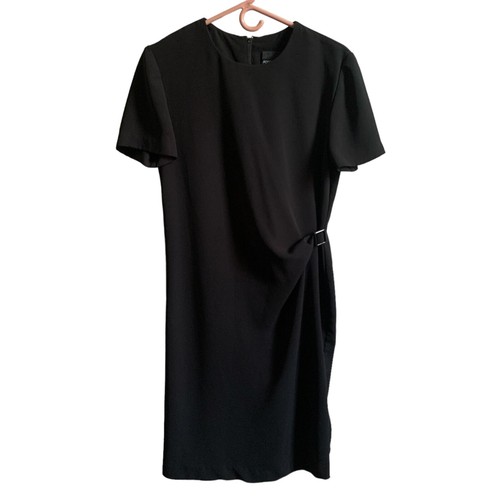 VETEMENTS Abito Positive Attitude TAGLIA 10 nero vita raccolta ufficio lunghezza ginocchio USA