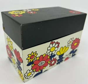 VTG FLOWER POWER RECIPE TRINKET JEWELRY BOX RETRO HIPPIE MOD HIPPIE SHABBY CHIC - Picture 1 of 8
