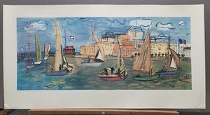 Raoul Dufy Vintage Print "Regattas" 17"×33" 1960's Penn Prints, NY G-59 Sailing - Picture 1 of 7