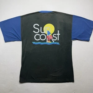 Vintage 90s Sun Coast Sailing Wind Surf Beaches Single Stitch T-Shirt Size M - Picture 1 of 8
