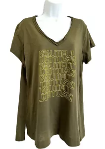 Dept 222 Top Tee Size XL V Neck Short Cap Sleeves Side Slits Light Weight - Picture 1 of 11