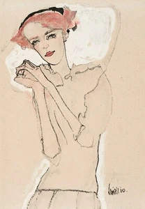 Portrait of A Woman 1910 Egon Schiele Vintage Poster Wall Art Print Picture - Picture 1 of 6