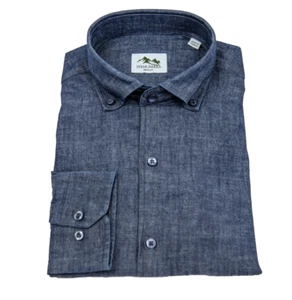 Wear Sierra Top Shelf Cotton Long Sleeve Button Down Shirts in Chambray Navy - Picture 1 of 7