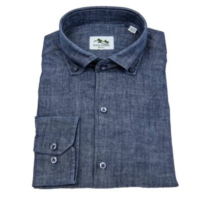 Wear Sierra Top Shelf Cotton Long Sleeve Button Down Shirts in Chambray Navy - Image 1 of 4