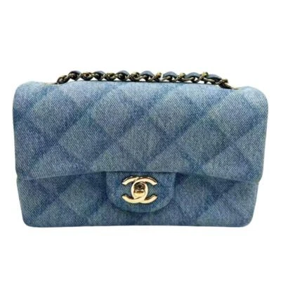 Bolsa tiracolo CHANEL mini matelasse corrente ombro denim - Imagem 1 de 4
