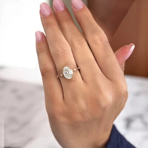 2.0CTW IGI Certified Oval Cut Diamond Solitaire Ring, 14k Gold Engagement Ring - Picture 1 of 11