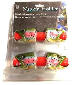 New Resin Napkin Holder Rings fish (Bass) By Rivers Edge - Picture 1 of 2