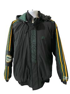 VTG 90s NFL Green Bay Packers Pro Line Starter Full Zip Jacket Black Green XL