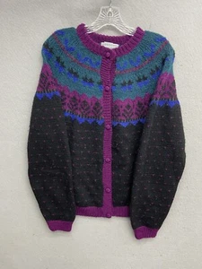 Vintage Normadic Traders Sweater Womens Large L Colorful Hand Made 100% Wool 90s - Picture 1 of 9