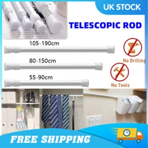 Telescopic Net Voile Tension Curtain Rail Pole Rod Rods Spring Loaded Extendable - Picture 1 of 15