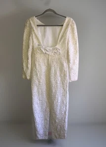 Alfred Angelo VINTAGE Wedding Gown Dress Sequins Beaded White Lace sz 4 ? - Picture 1 of 16
