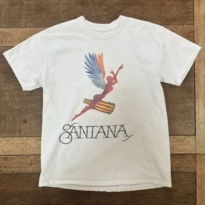 Vtg Carlos Santana Band T-Shirt Angel Graphic White 90s Style Fits Men’s S - Picture 1 of 7