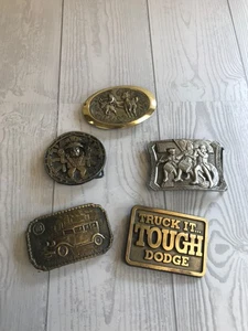Lot of 5 Assorted Metal Belt Buckles - Assorted themes of Belt Buckles - Picture 1 of 12