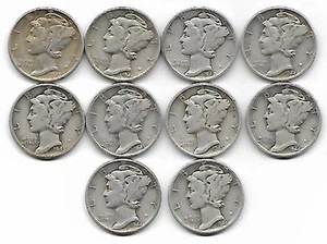 Lot (10) Merkur Groschen 90% Silber 1942 bis 1944 G - Bild 1 von 2