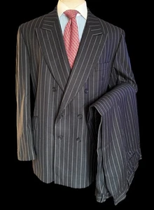 Bespoke Roderick Charles Zweireiher Anzug Banker Streifen 46L / W40X29" Grau - Bild 1 von 19