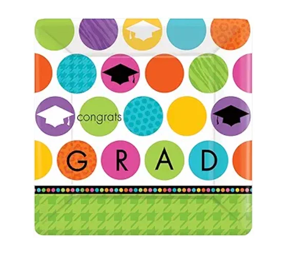 Цветные бумажные обеденные тарелки Amscan посуда для выпускной вечеринки (18 шт.) - Изображение 1 из 1