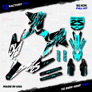 White & Cyan Slick Graphic Kit fits Yamaha YZ250F YZ450F 14-16 YZF 250 450 - Bild 1 von 4