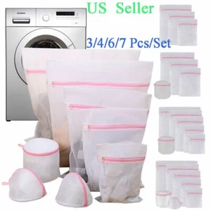 7X Zipped Laundry Washing Machine Mesh Net Bra Socks Lingerie Underwear Wash Bag - Picture 1 of 17