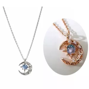Necklace Moon Jewellery Moon Star Cat Gift Women Chain Pendant Chain Gift - Picture 1 of 16