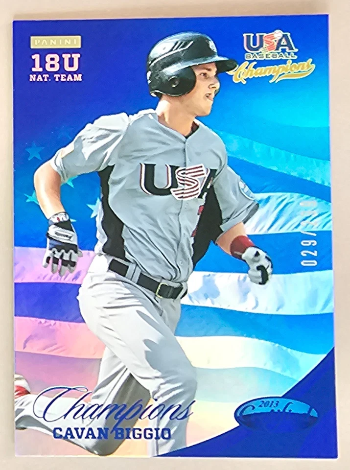 2013 USA Baseball Champions Certified National Mirror Blue Cavan Biggio SP /299 - Image 1 of 1