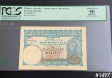 BOCOC Malaya - 1940 King 25 cents  | PCGS 50