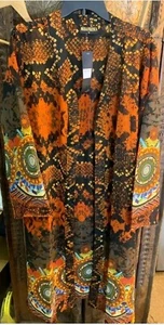 womens kimono duster 3X long printed plus size summer Jacket Cardigan Orange - Picture 1 of 1