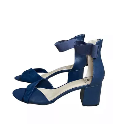 White Mountain Womens Evie Ankle Strap Block Heel Dress Sandals Shoes 9 M Blue - Image 1 of 4