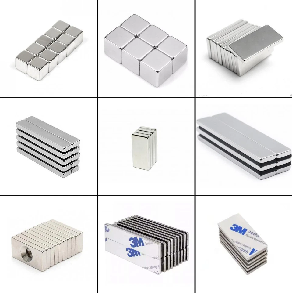 N52 N52 Starke Neodym Quadermagnete Supermagnet Bohrung Senkung Schaumkleber - Bild 1 von 1