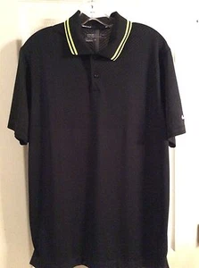 Nike Golf Tour Performance Polo Mens Medium Dri Fit Black Neon Stripe Collar - Picture 1 of 2