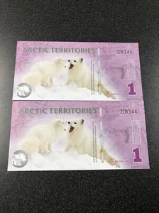 SCARCE TWO $1 POLAR DOLLAR (2012) POLYMER UNC BANKNOTE, ARCTIC TERRITORIES - Picture 1 of 2