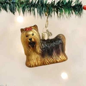 Yorkie Old World personalisierter Weihnachtsschmuck aus Glas - Bild 1 von 1