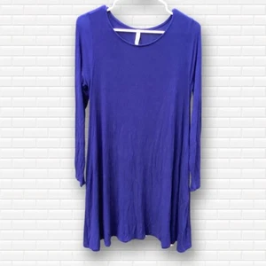 MTS Long Sleeve Shirt Dress w/ Pockets Navy Blue Crewneck Stretch Sz Small - Picture 1 of 5