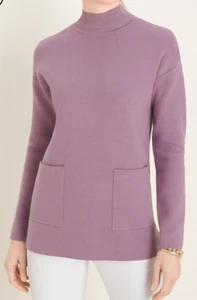 Suéter Pullover Chicos Talla 1 Mediano Punto Milano Simulado Cuello Alto Violeta Hielo - Imagen 1 de 5