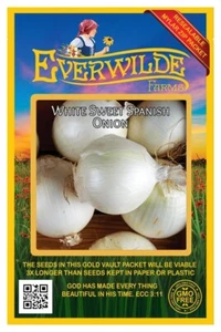 1 Oz White Sweet Spanish Onion Seeds - Everwilde Farms Mylar Seed Packet - Picture 1 of 3