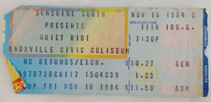 Vintage Quiet Riot Concert Ticket Stub November 16 1984 Knoxville TN #17317 - Picture 1 of 2
