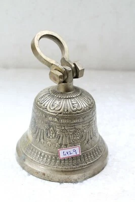 Campana colgante vintage de latón totalmente anhelada templo de adoración sagrada NH6129 Foto 1 de 4
