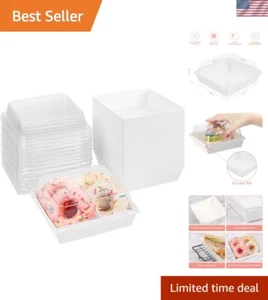 Versatile 100-Pack Square Cake Boxes with Clear Lids - Perfect for Take-Out - Picture 1 of 9