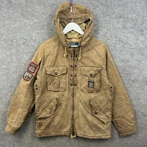 Vintage Ralph Lauren Jacket Mens Small Beige Waxed Expedition Mountain Everest - Picture 1 of 24