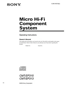 Sony CMT-EP313 EP315 Micro Hi-Fi System owners manual - Picture 1 of 1