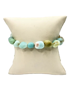 Chunky Tumbled Stone Bracelet in Aqua and Earthy Tones - Image 1 of 4