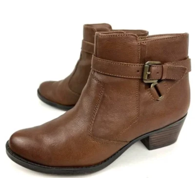 Naturalizer Zakira 棕色皮革踝靴 8.5 码 — 第 1/4 张图片